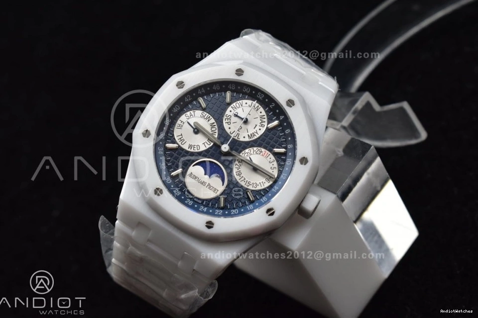 A Bracelet Oak 1052 26579cb Royal APSF Best on Ceramic White SmoothTexture Edition Ceramic Calendar Perpetual 0929